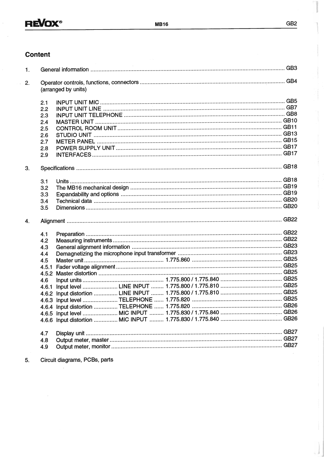 Revox MB-16 Service Manual