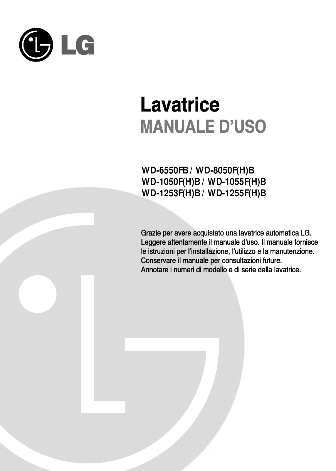 Lg WD-6550FB, WD-1050FB, WD-8050FB, WD-1055FB User Manual