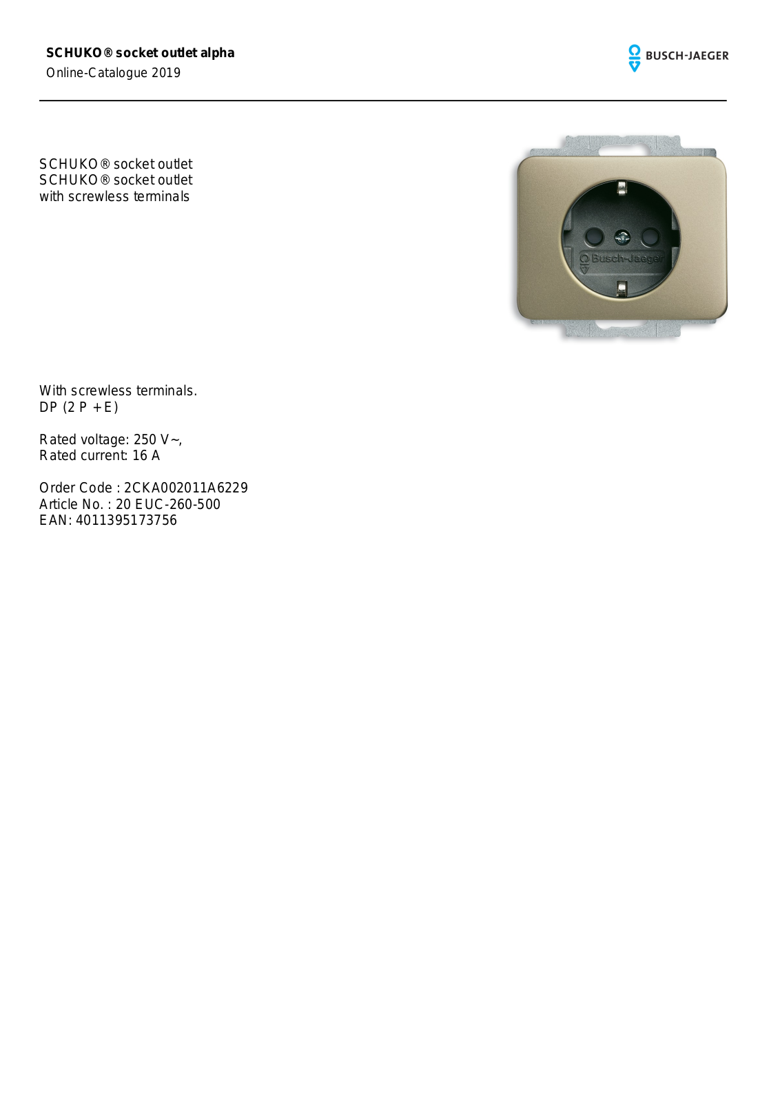 Busch-Jaeger 20 EUC-260 User Manual - ManualMachine.com