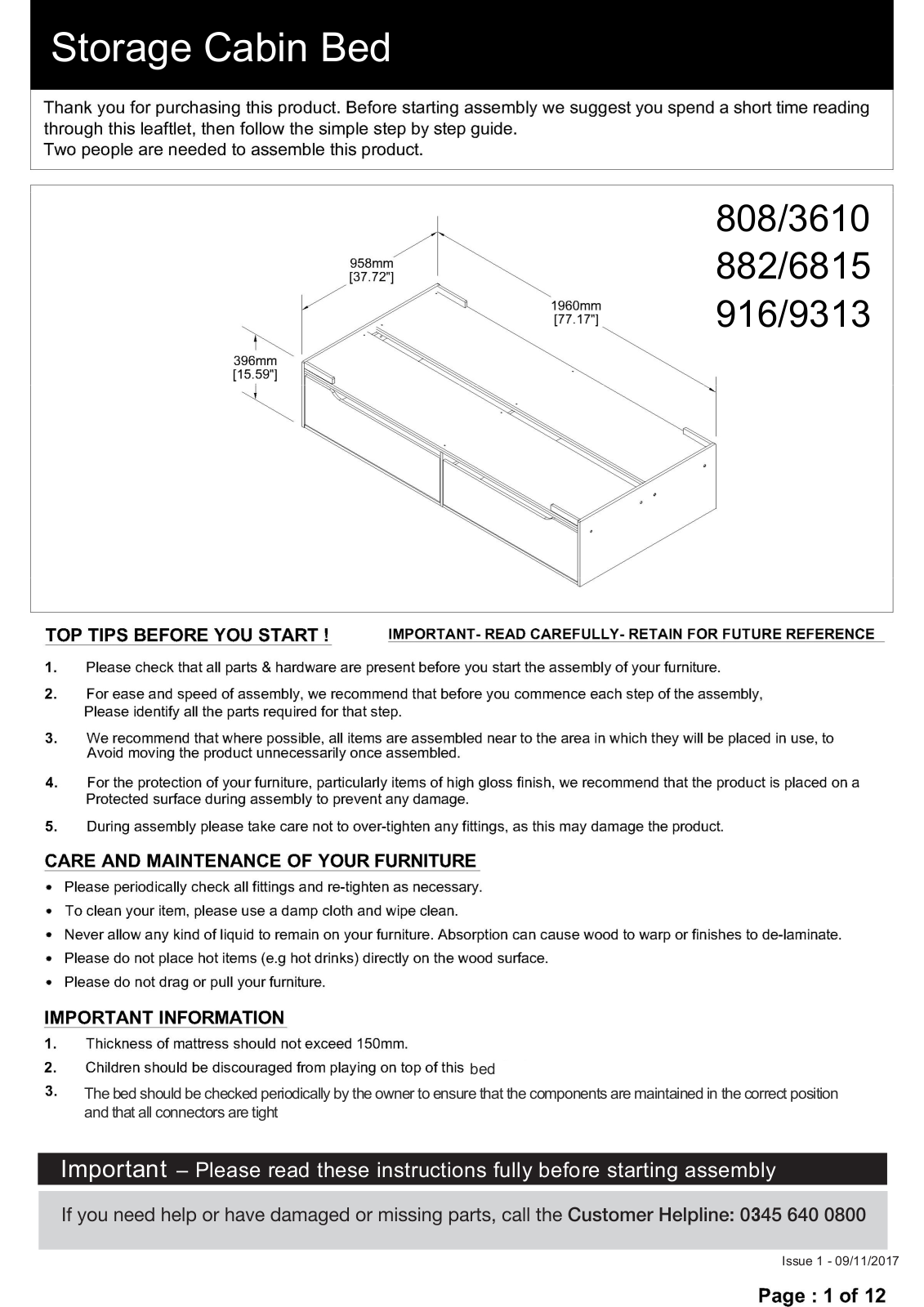 Argos 150.50.078A ASSEMBLY INSTRUCTIONS