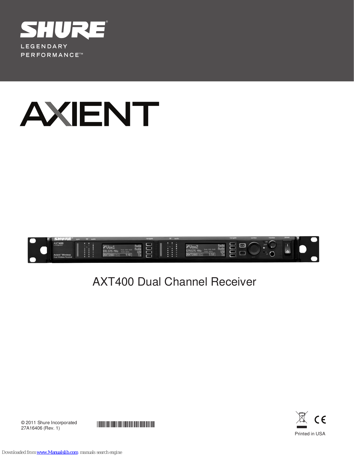 Shure Axient AXT400 User Manual