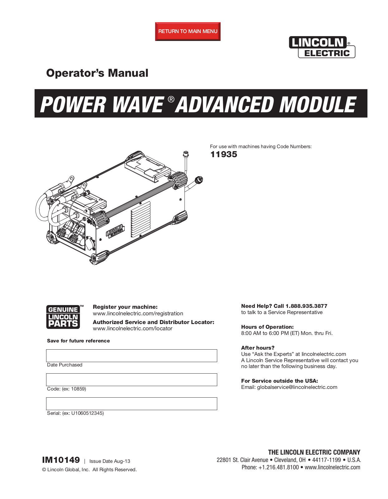 Lincoln Electric IM10149 User Manual