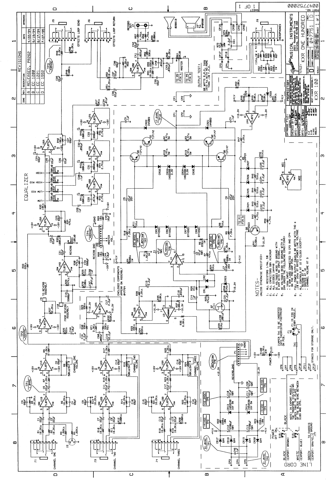 Fender KXR-100 Schematic