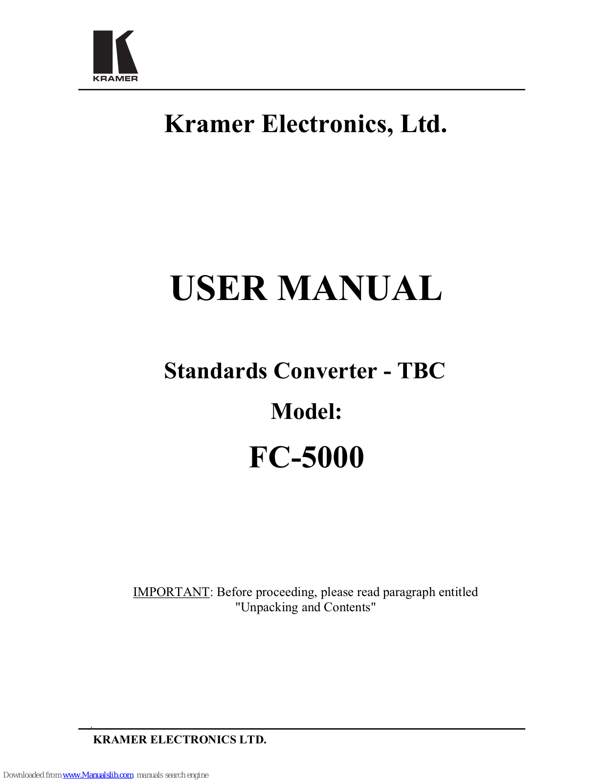 Kramer FC-5000 User Manual