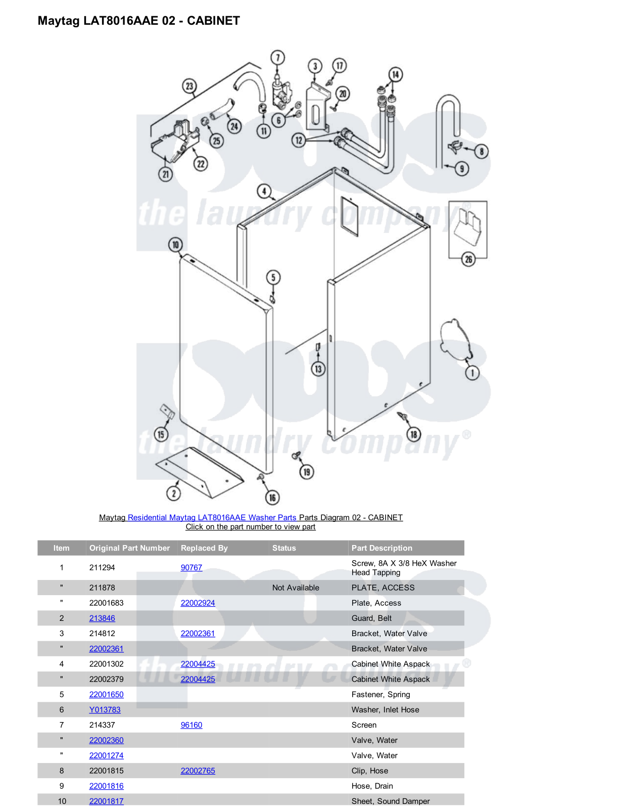 Maytag LAT8016AAE Parts Diagram