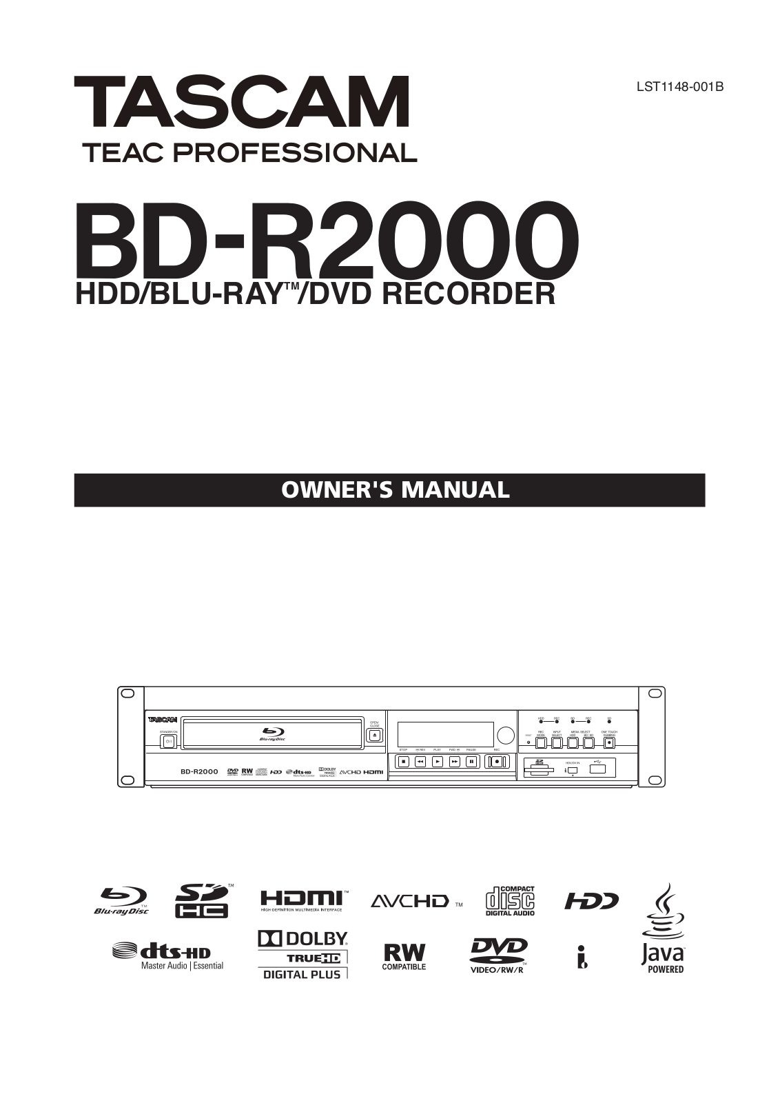 Tascam BD-R2000 User Manual