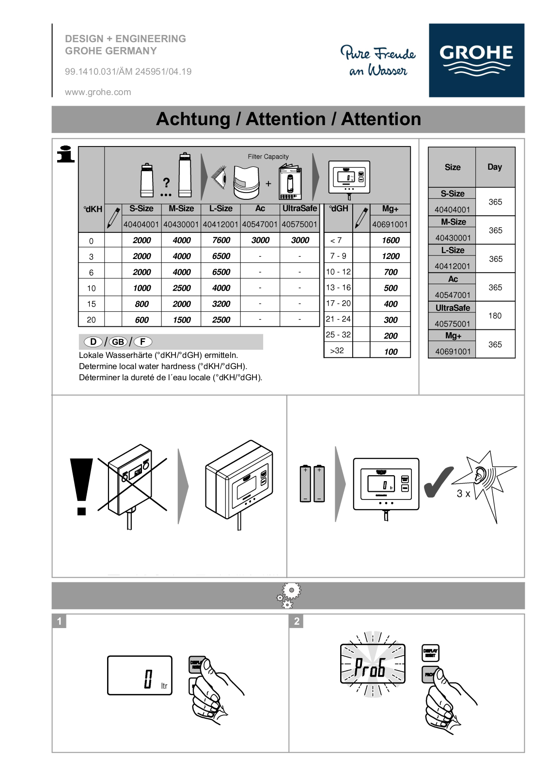 Grohe 99.1410.031 Safety guide