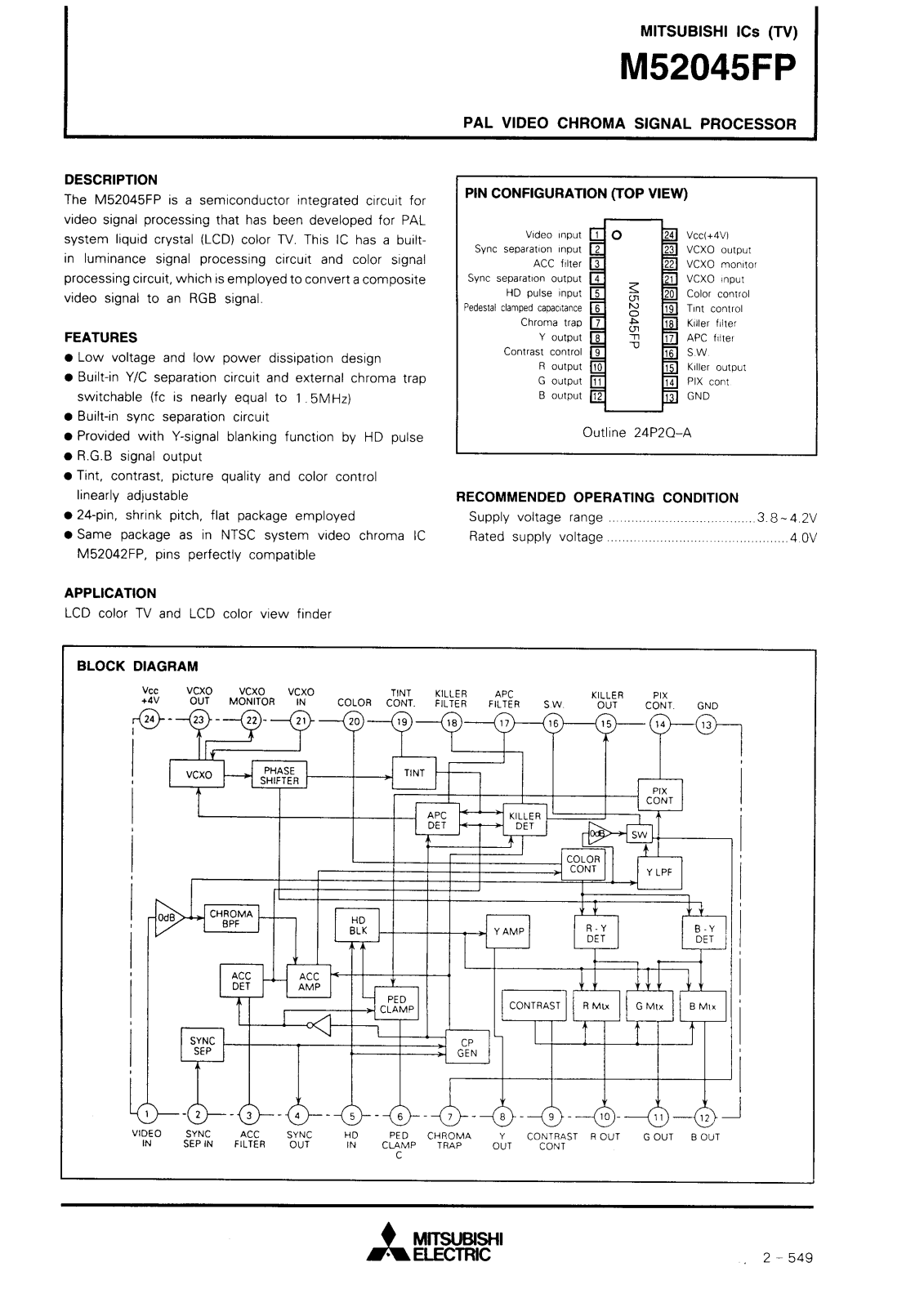 Mitsubishi M52045FP Datasheet