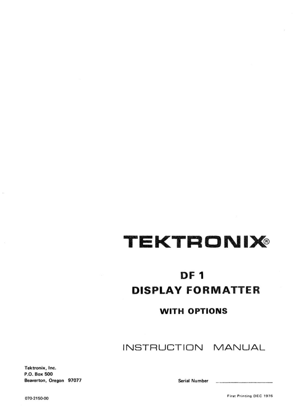 Tektronix DF 1 Service manual