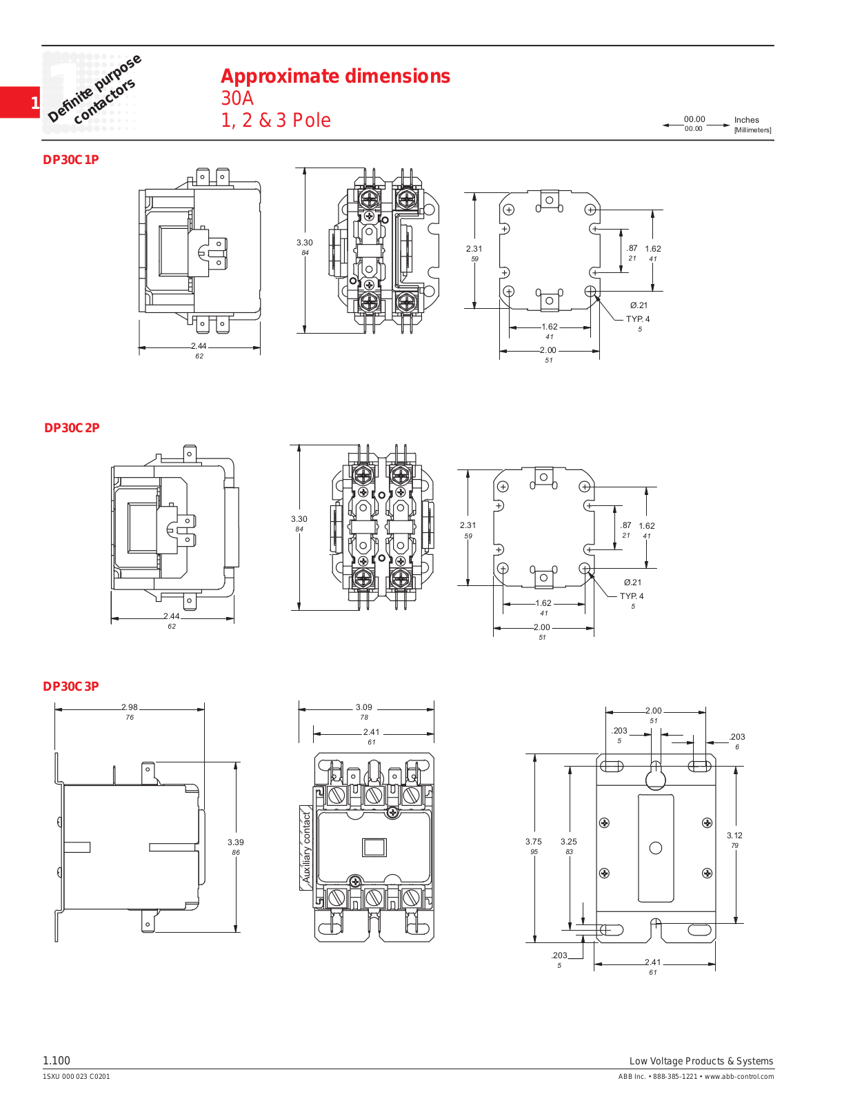 ABB Definite purpose contactors Dimensional Sheet