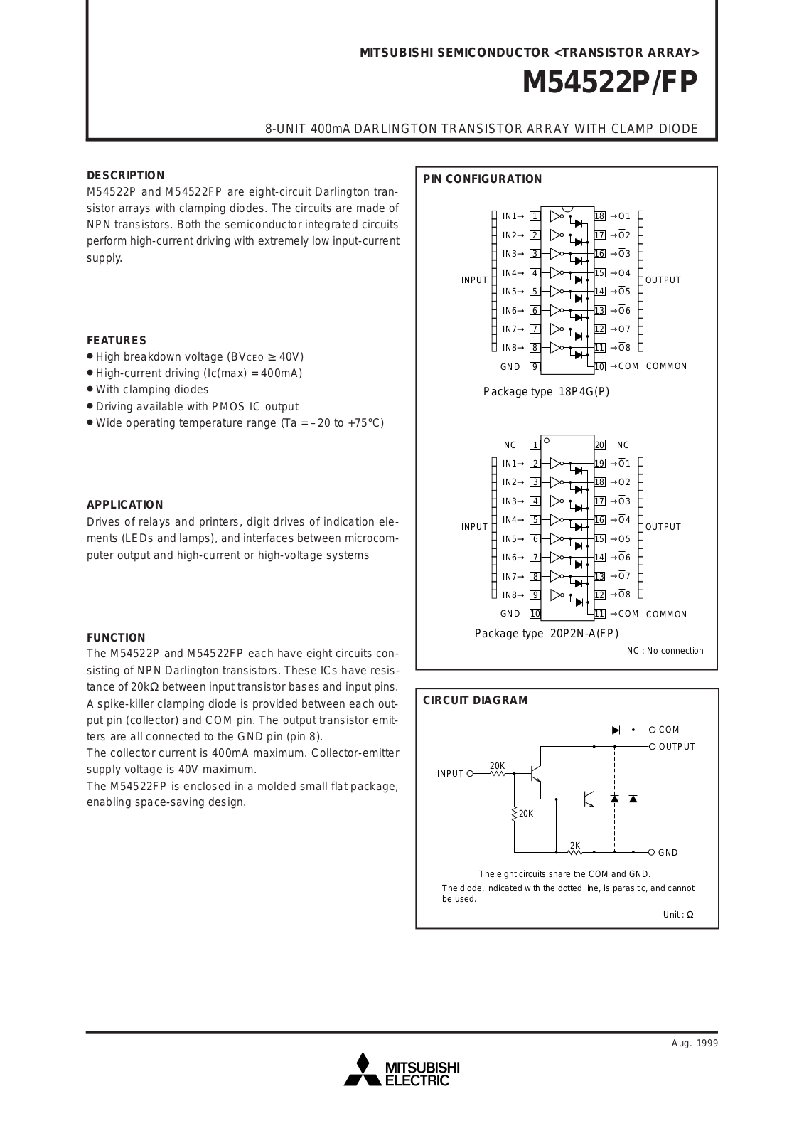 Mitsubishi M54522P, M54522FP Datasheet