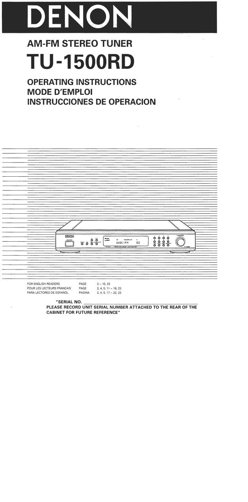 Denon TU-1500RD User Manual