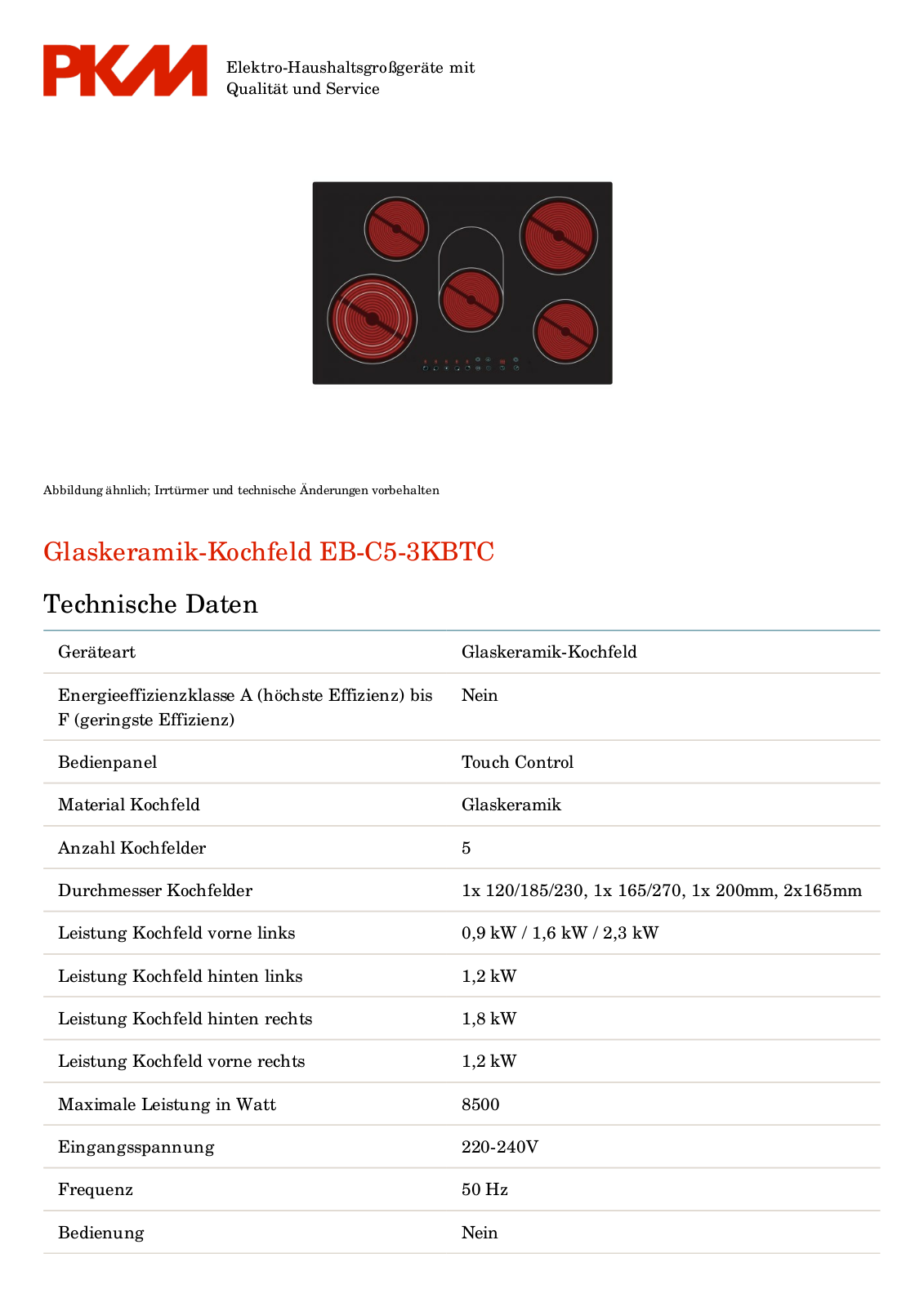 PKM EB-C5-3KBTC User Manual