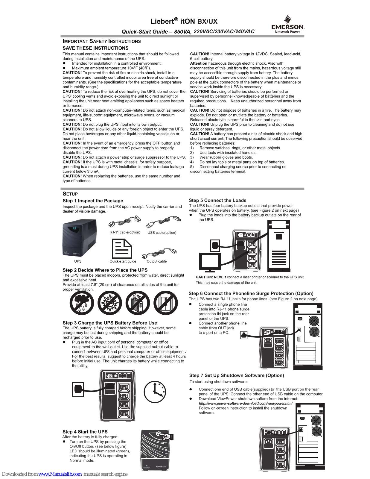 Liebert itON BX, itON UX Quick Start Manual