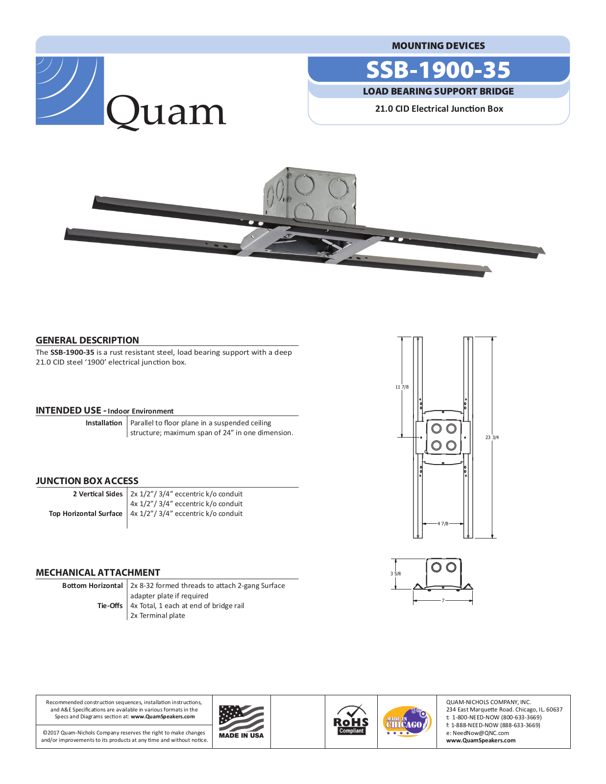 Quam SSB-1900-35 Specifications