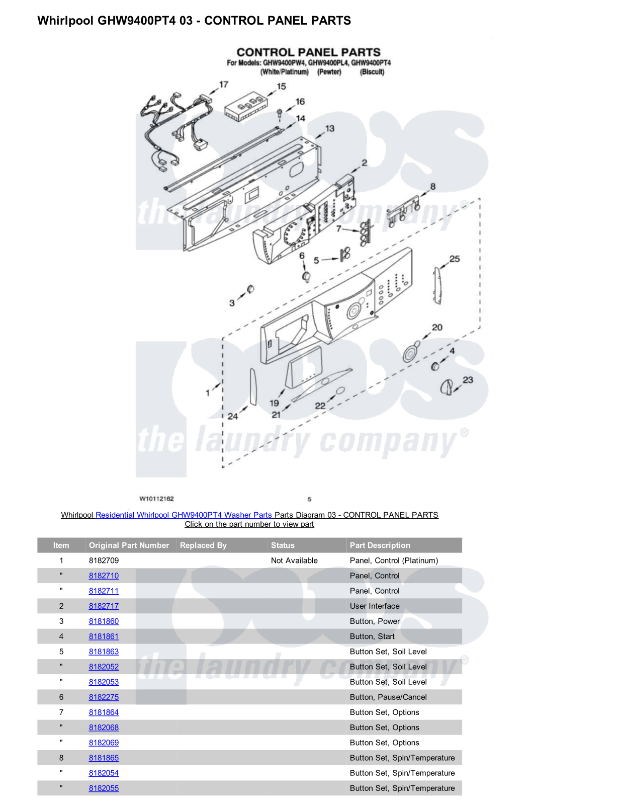 Whirlpool GHW9400PT4 Parts Diagram