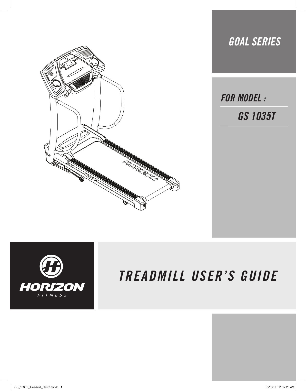 Horizon Fitness GS 1035T User Manual