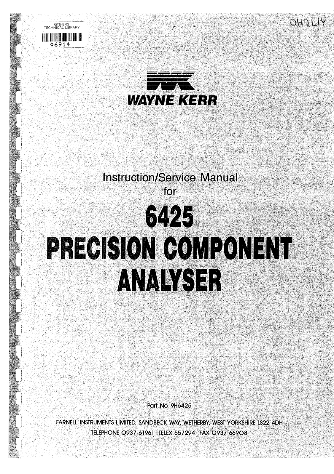 Wayne Kerr 6425 Service Manual