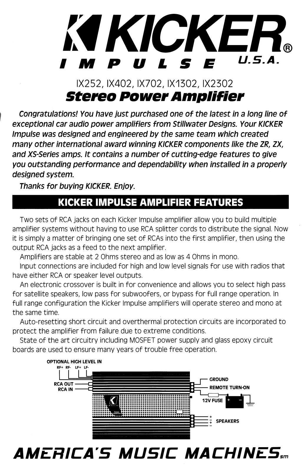 Kicker IX2302, IX252, IX402, IX702, IX1302 Owner's Manual