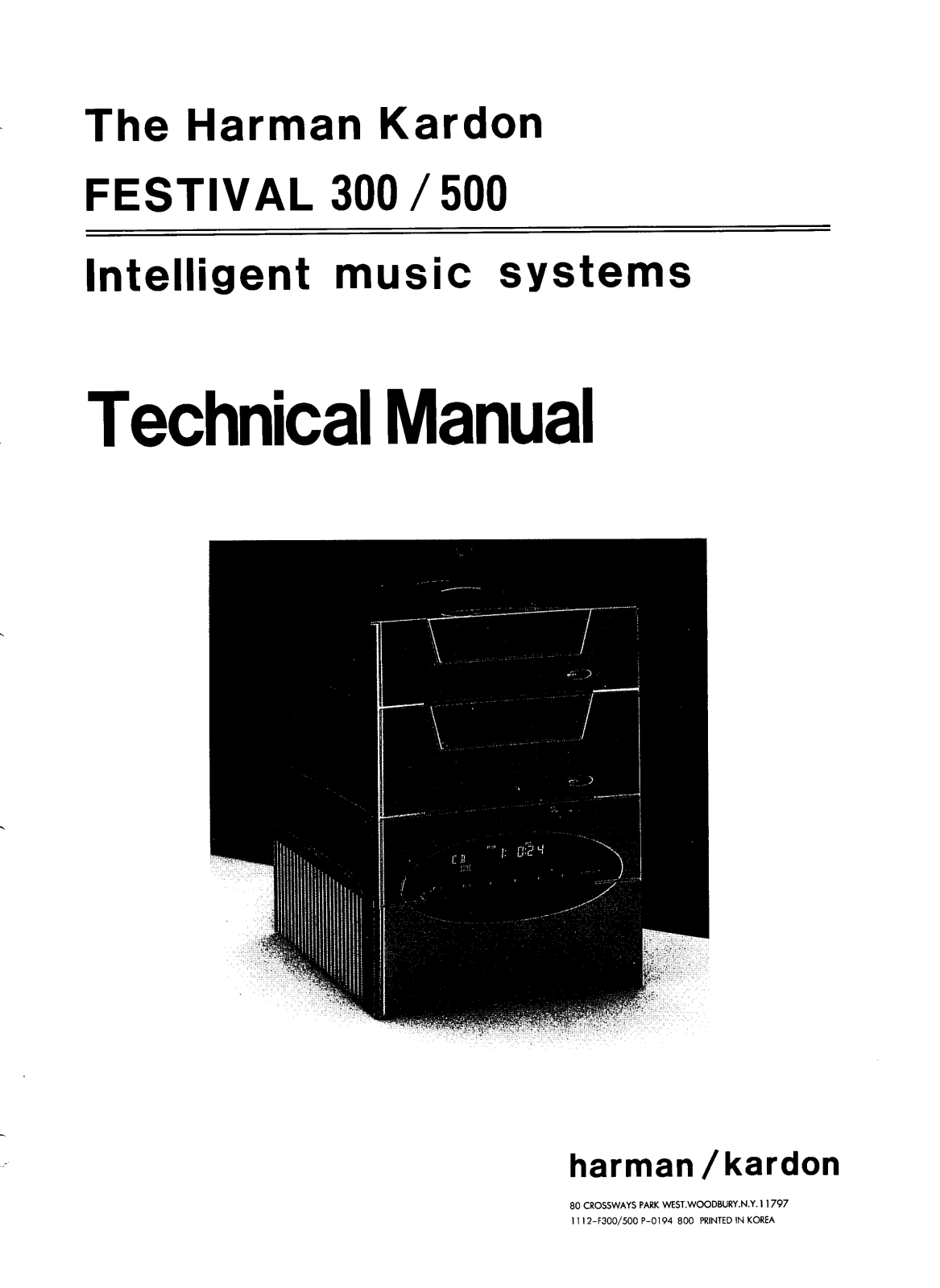 Harman Kardon Festival 500 Service manual