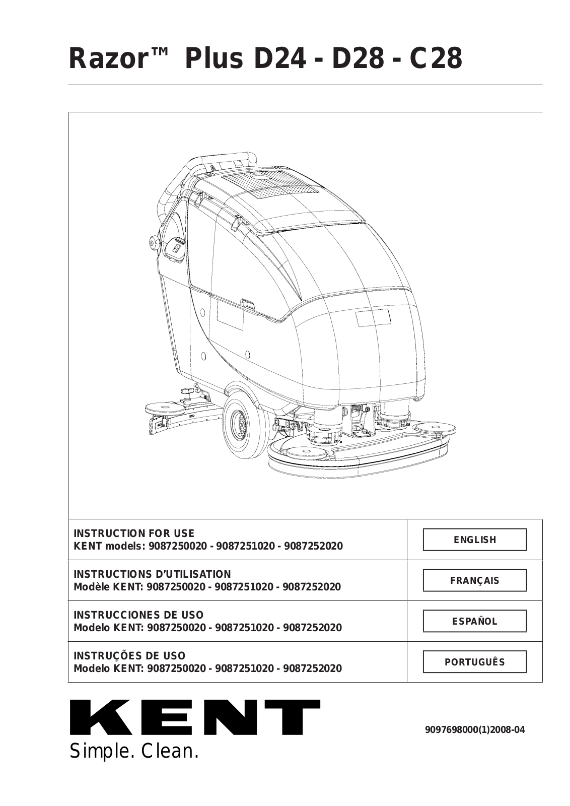 Kent Euroclean Razor Plus D28 Instruction Manual