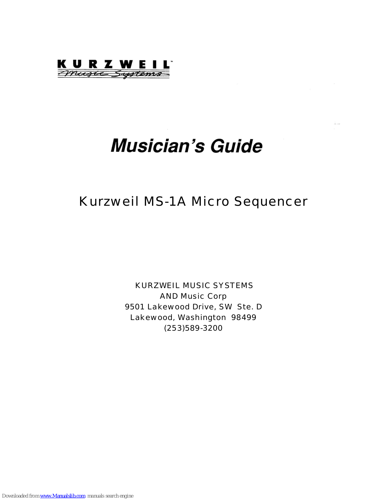 Kurzweil MS-1A, MS1AMG, MS-1 User Manual