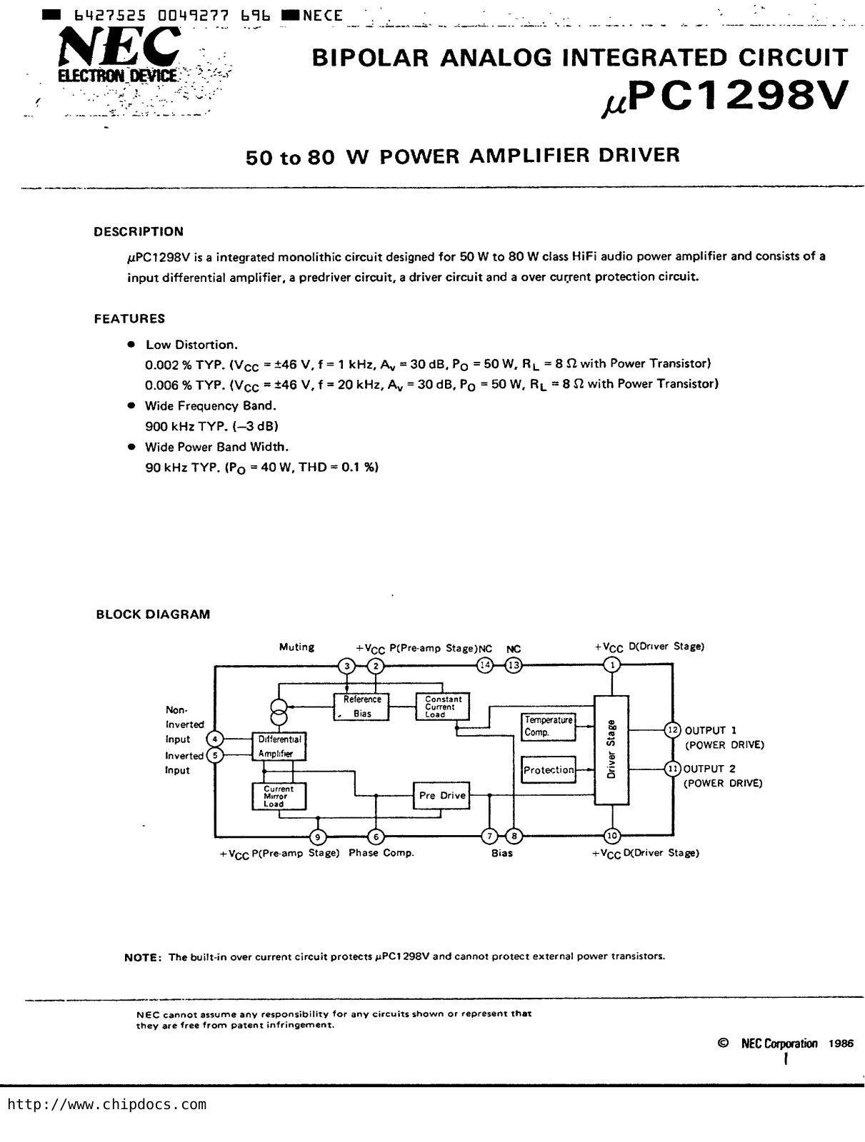 NEC uPC1298V Datasheet