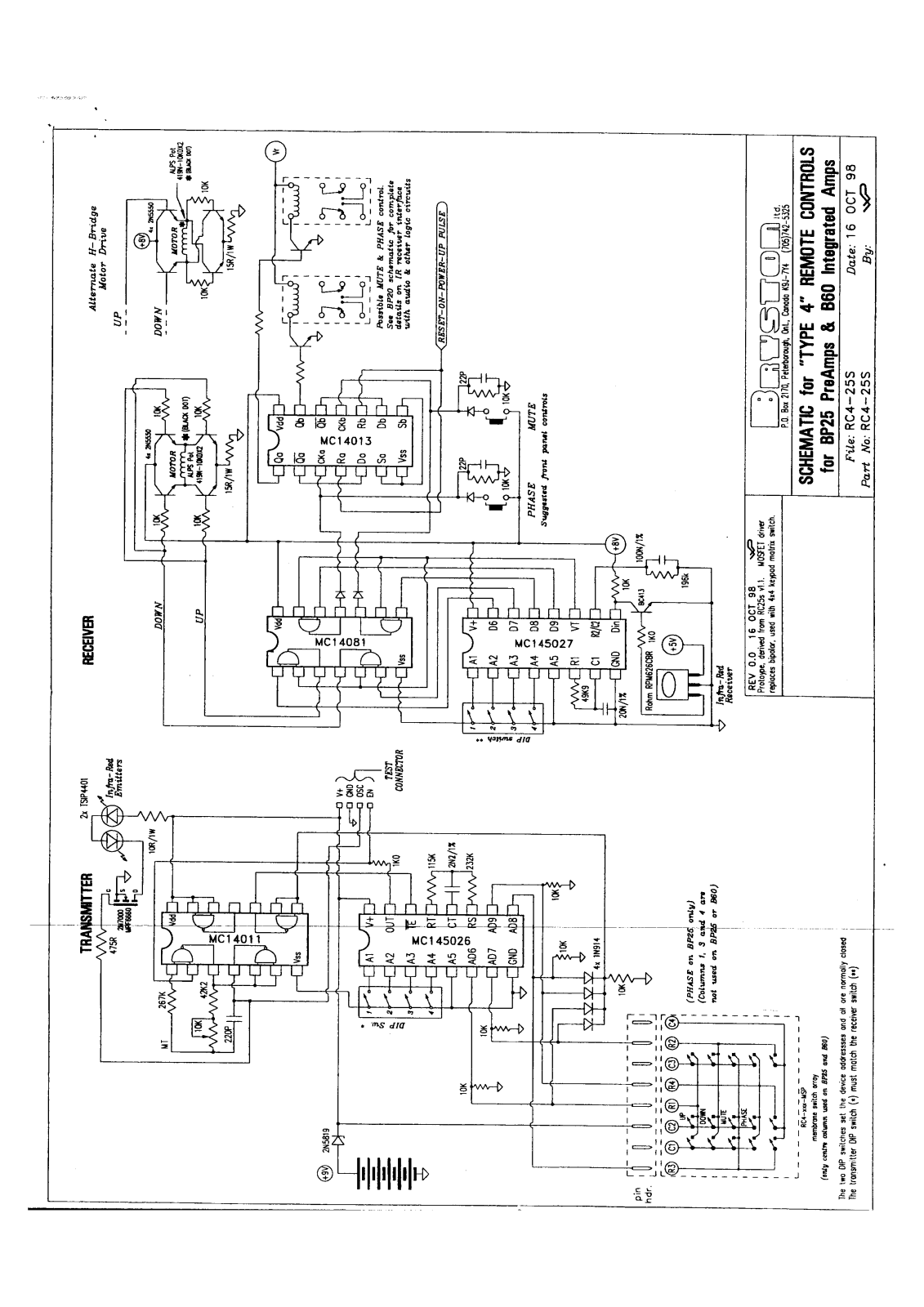 Bryston B-60-R, BP-25, RC-4 Schematic