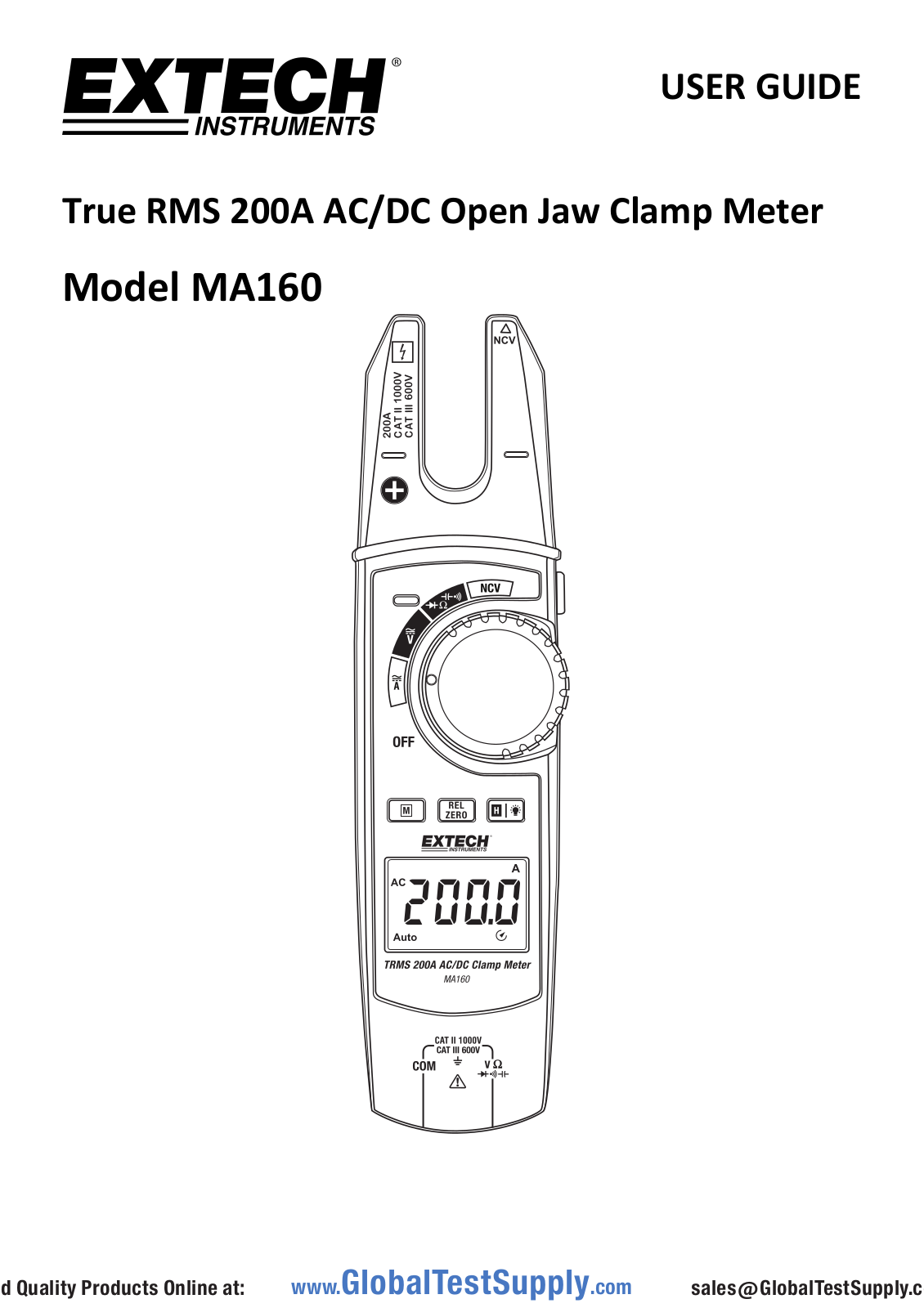 Extech Instruments MA160-NIST, MA160 User manual - ManualMachine.com