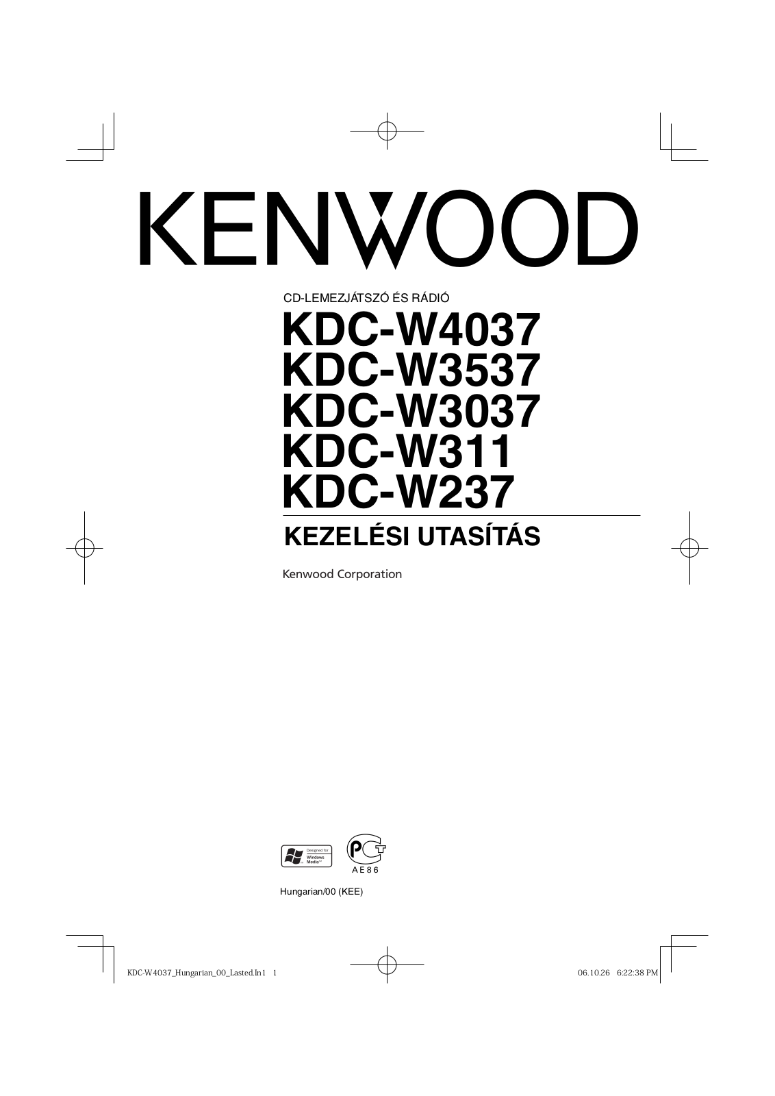 Kenwood KDC-W3037, KDC-W4037, KDC-W237, KDC-W3537, KDC-W311 User Manual