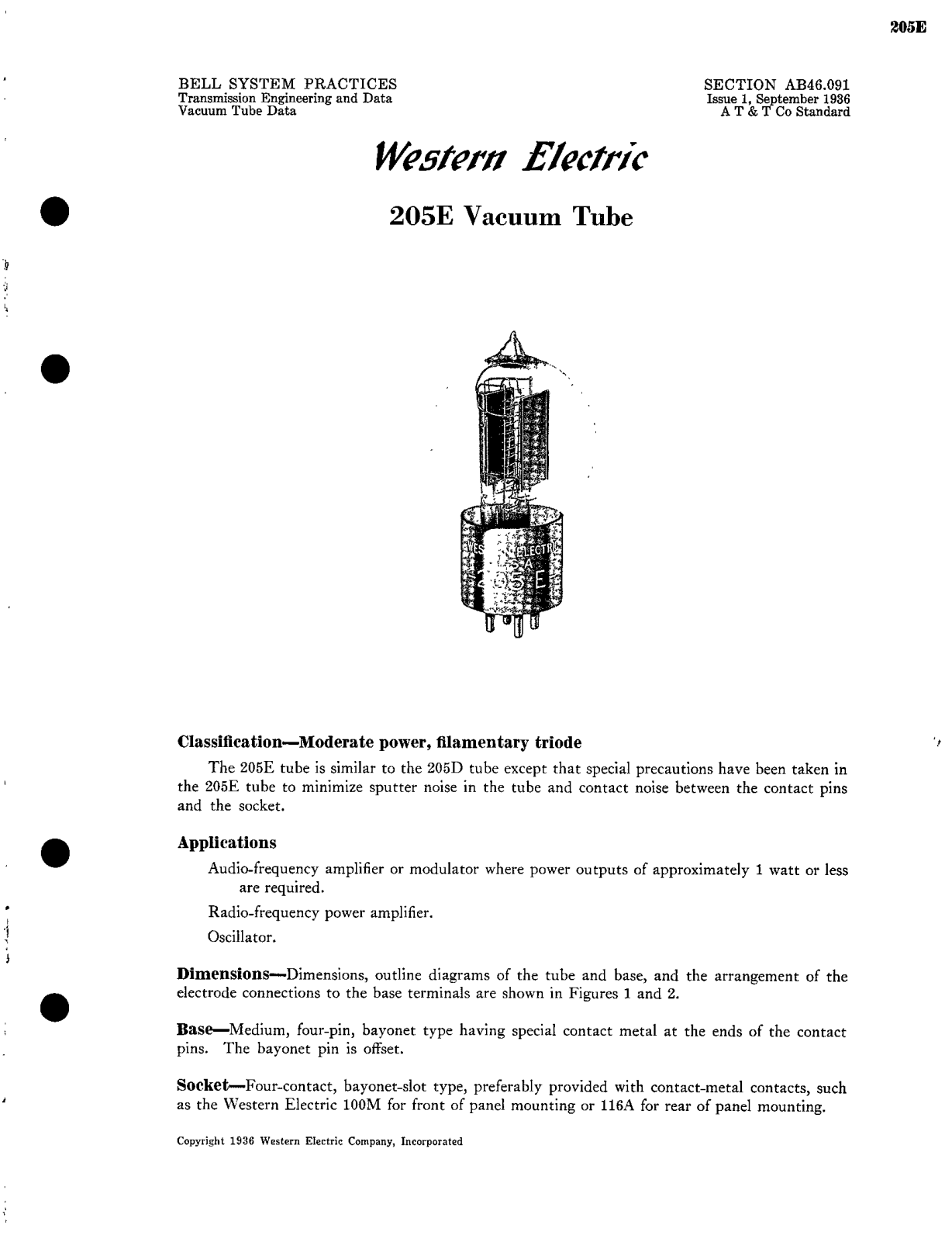 Western Electric 205-E Brochure