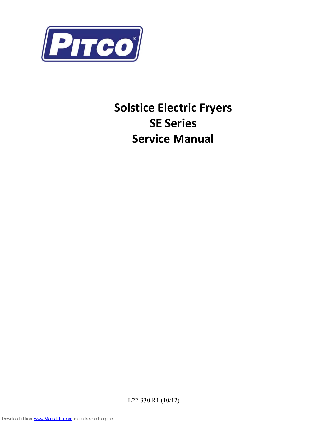 Pitco Solstice SE Series Service Manual