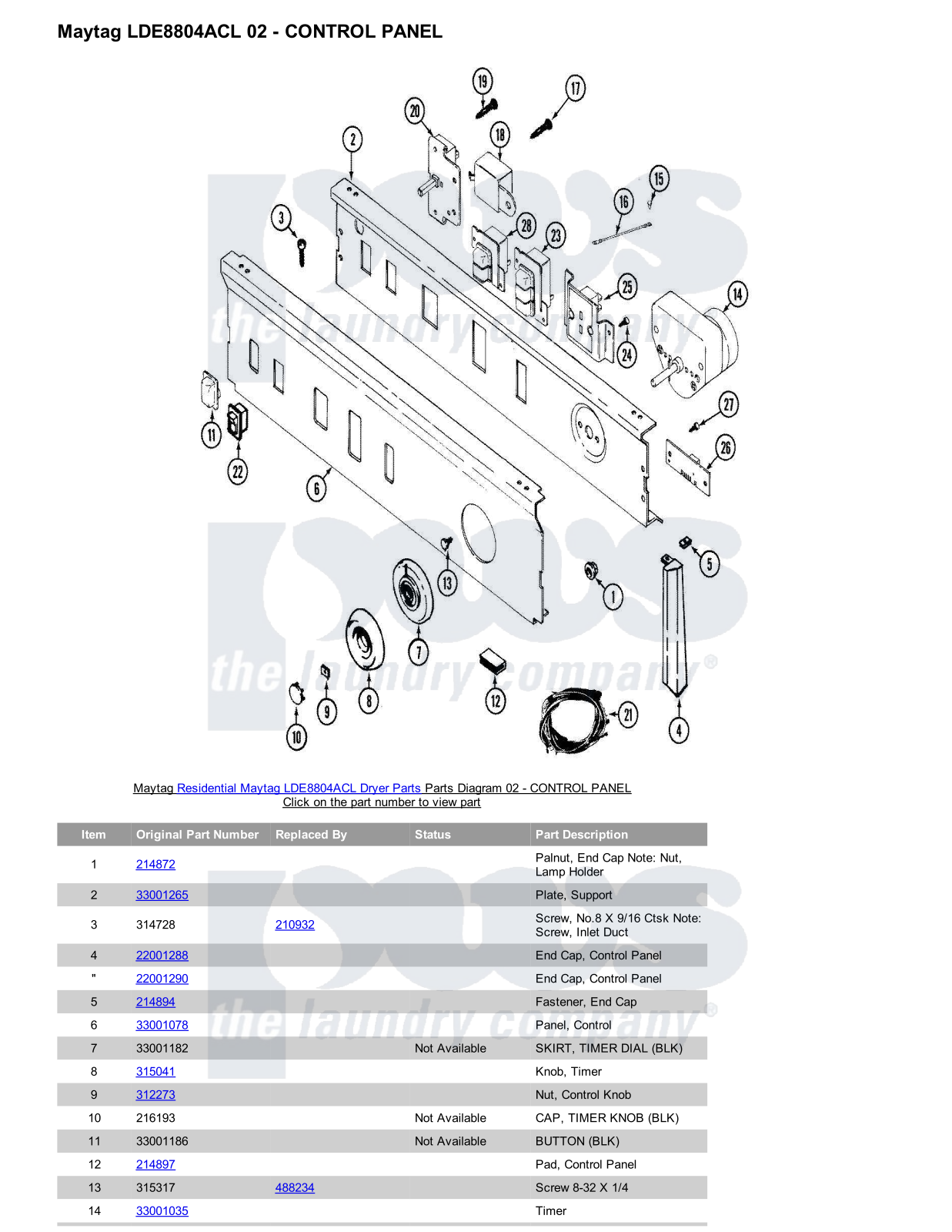 Maytag LDE8804ACL Parts Diagram