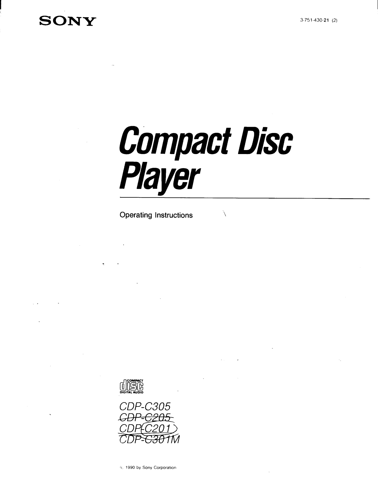 Sony CDP-C205, CDP-C301M Operating Instruction