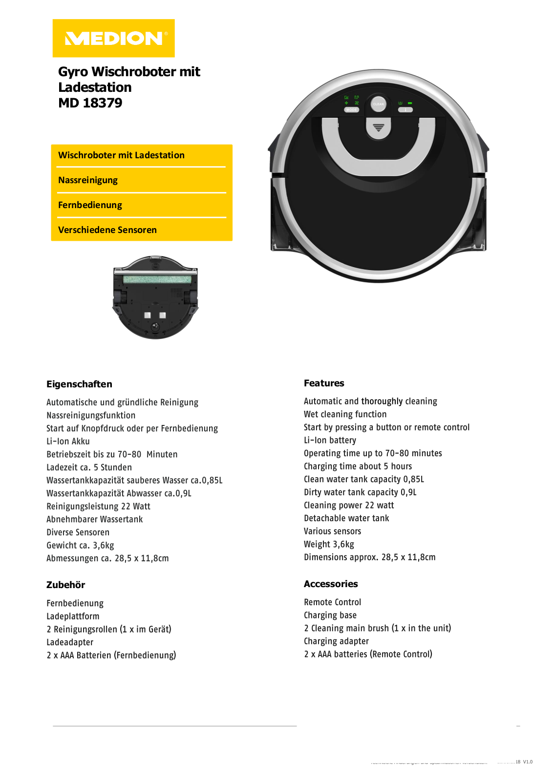 Medion MD 18379 Technical data