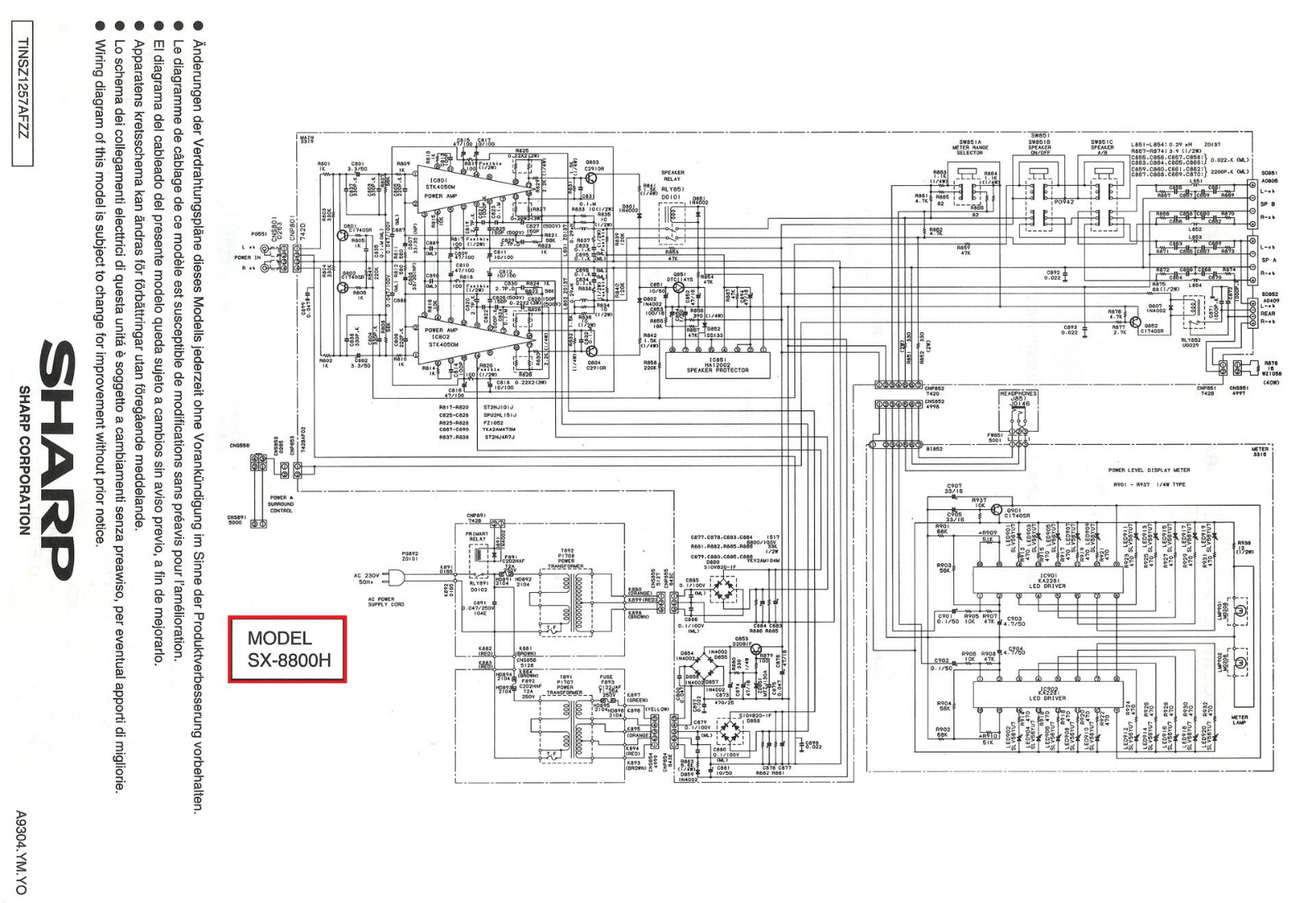 Sharp SX 8800H Schematic