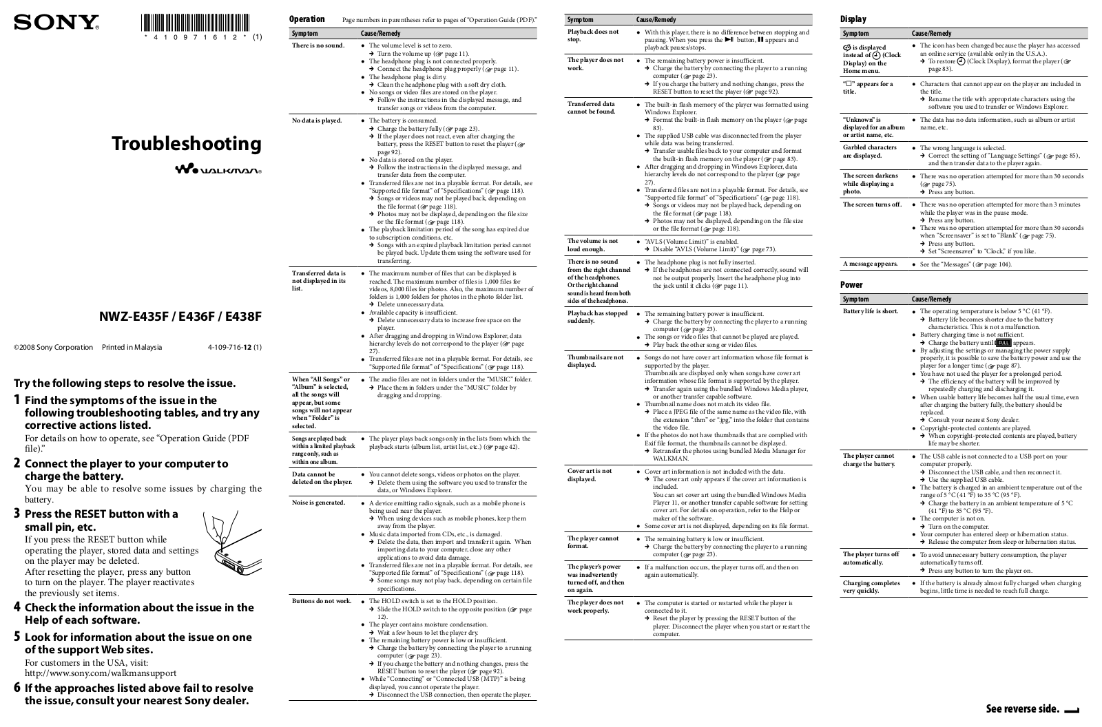 Sony NWZ-E436F User Manual