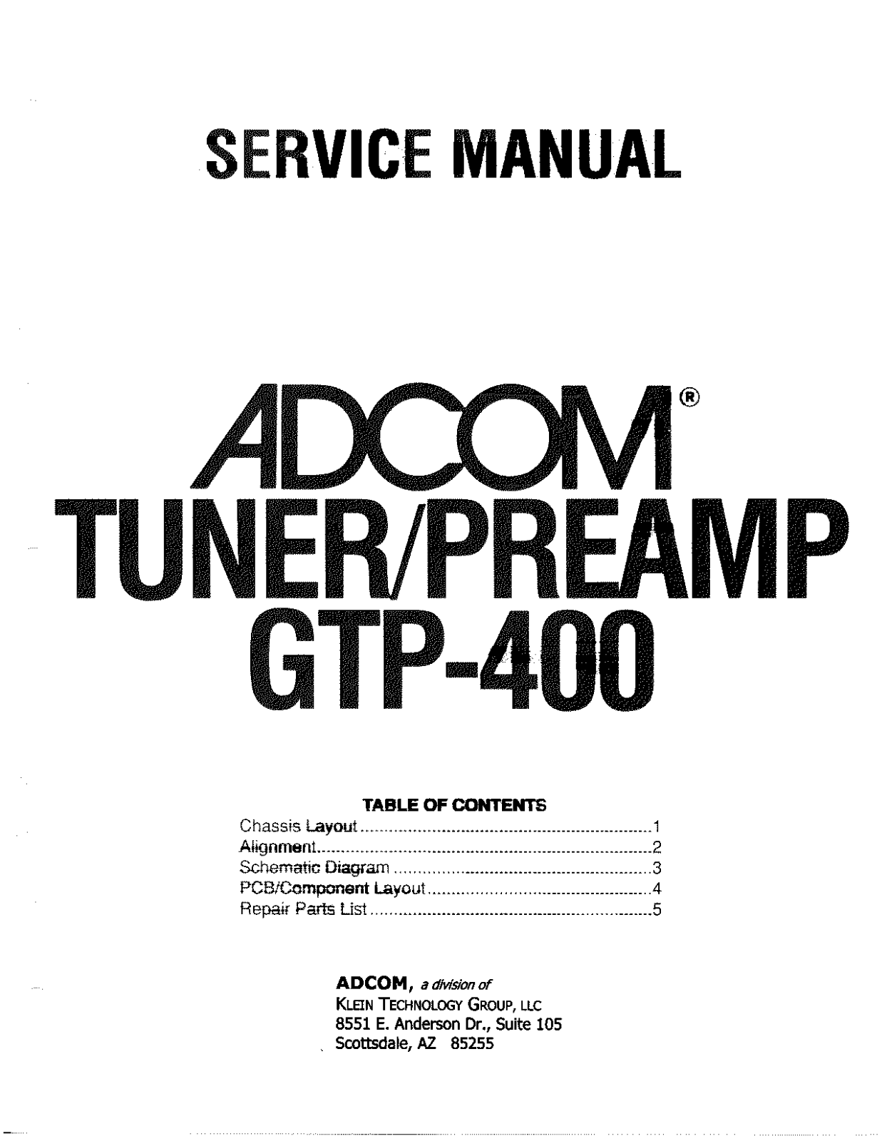 Adcom GTP400 Schematic