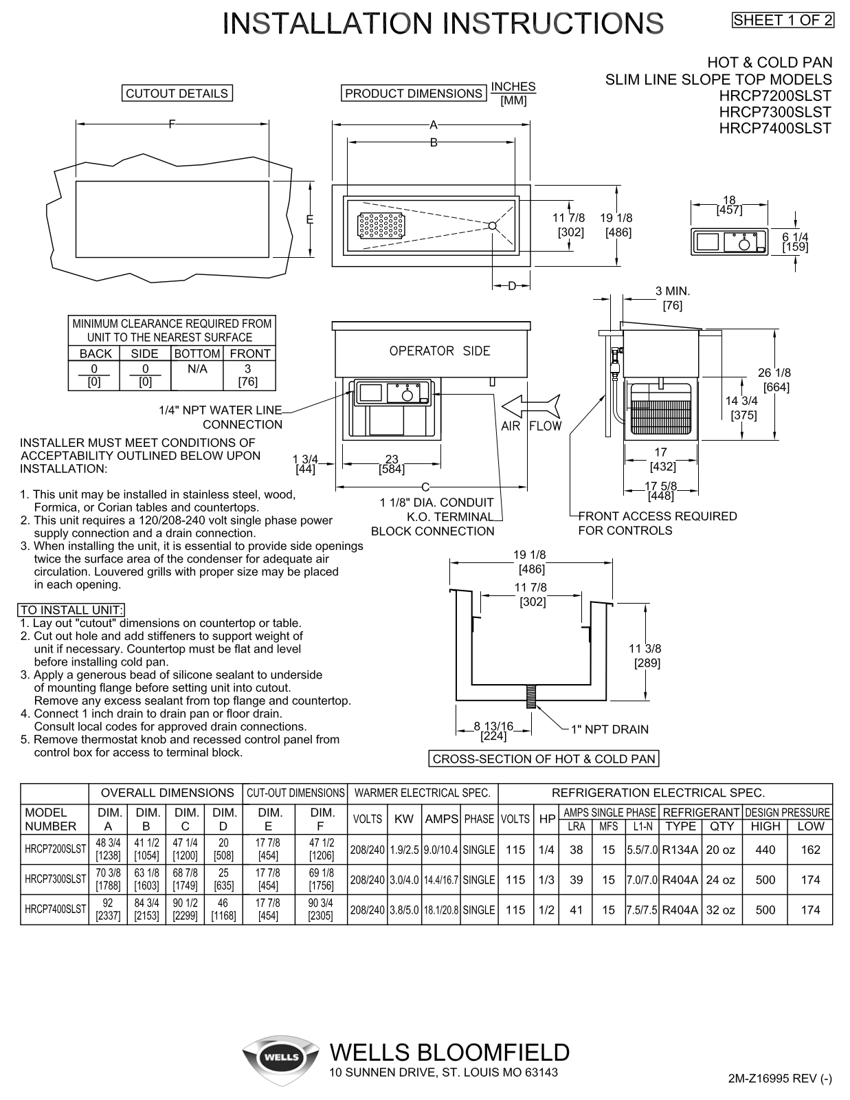 Wells HRCP-7200SLST Installation  Manual