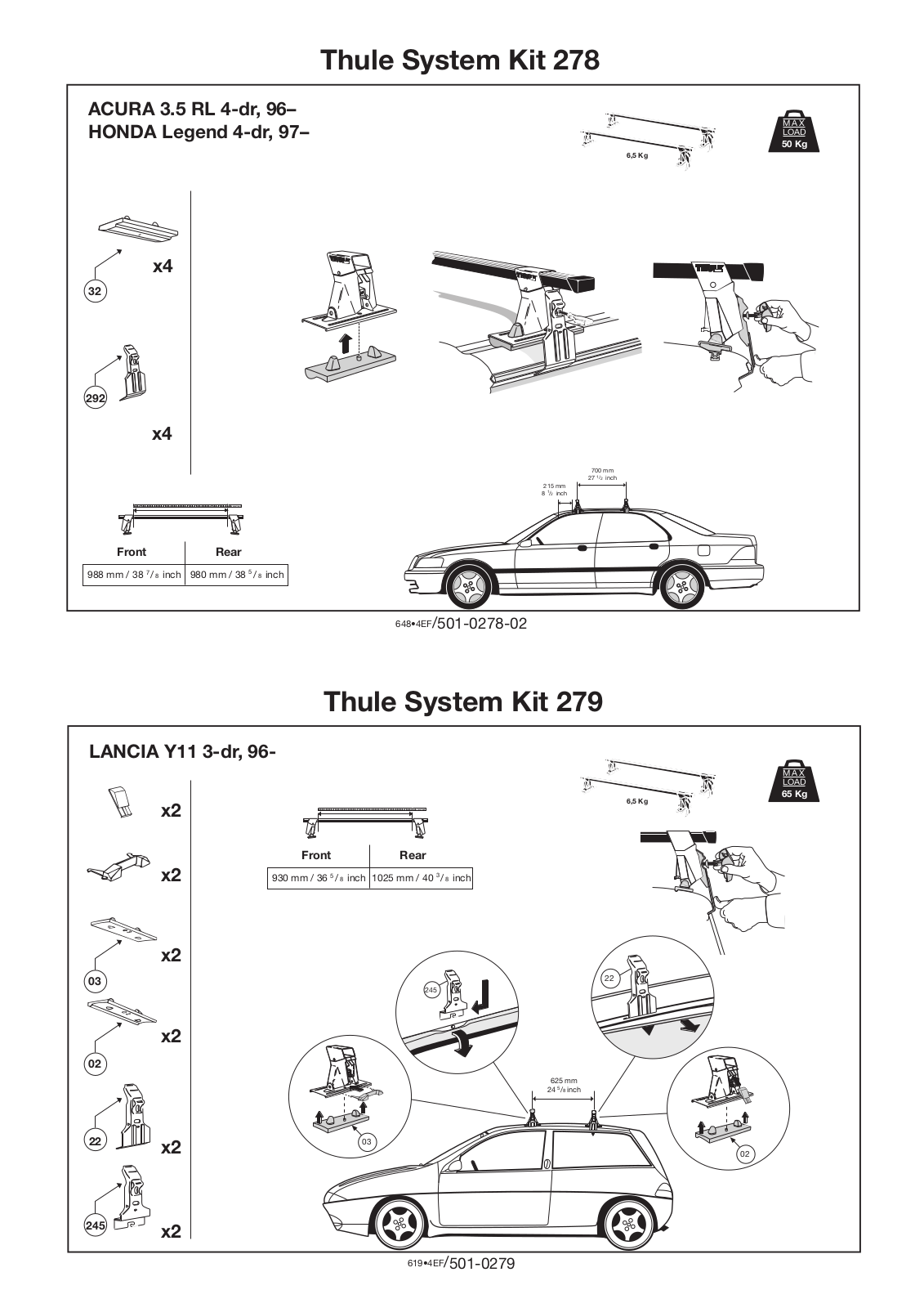 Thule 279, 278 User Manual