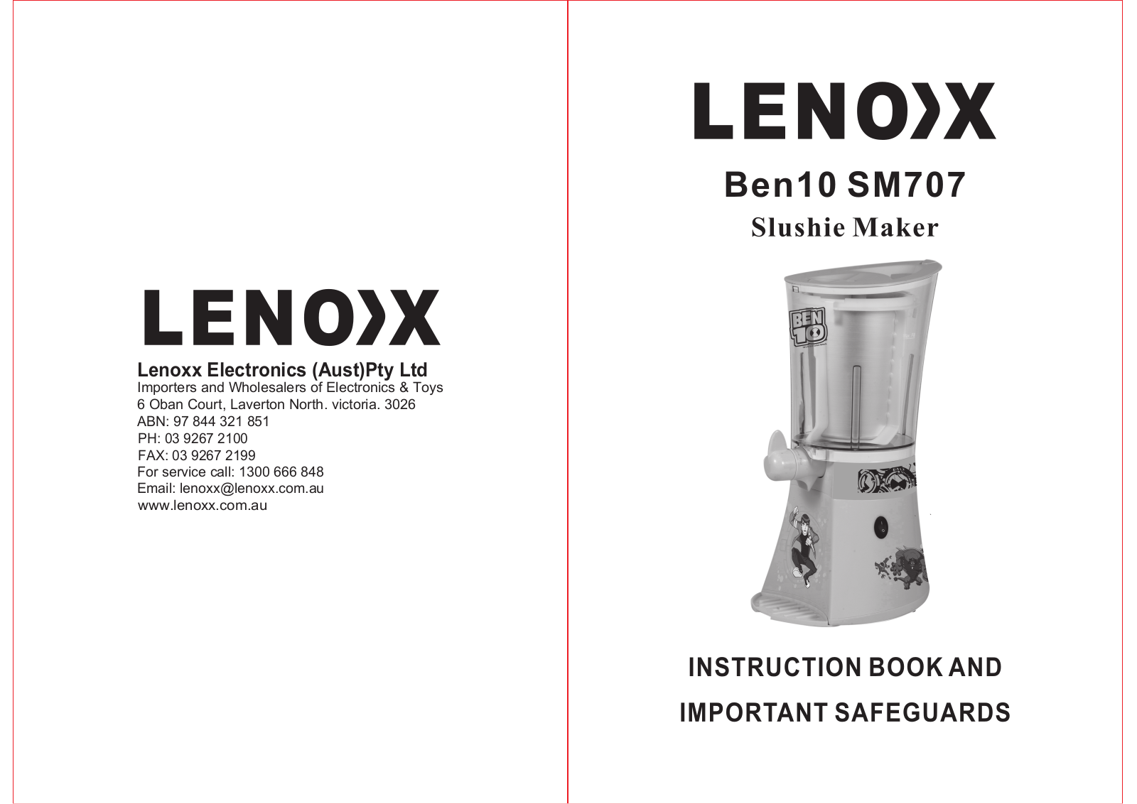 Lenoxx BEN10 SM707 User Manual