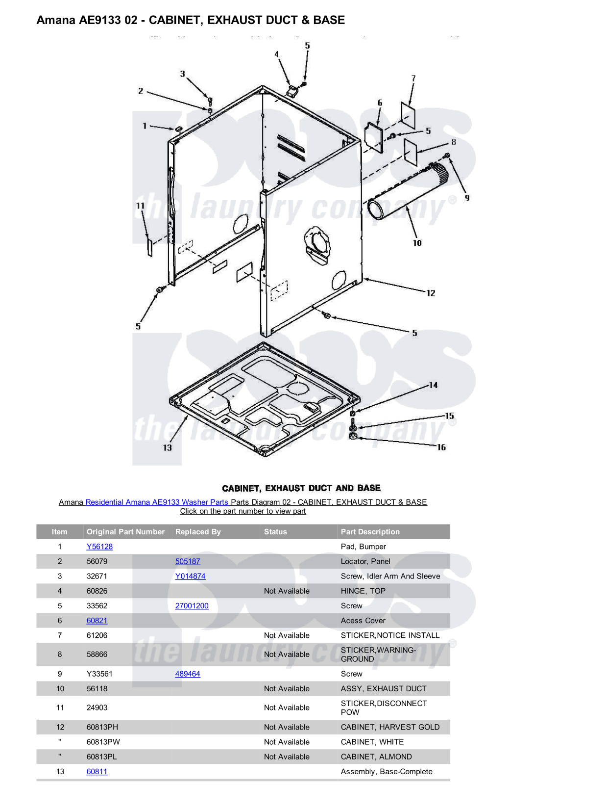 Amana AE9133 Parts Diagram