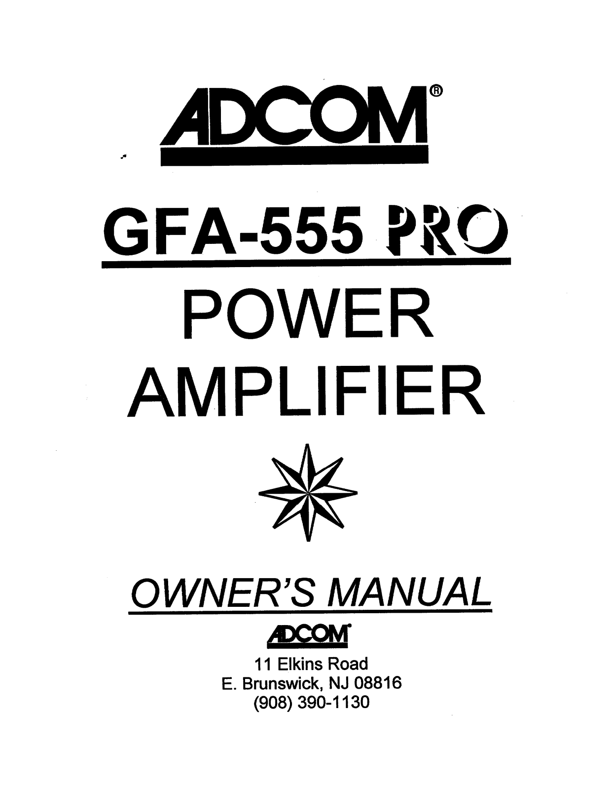 Adcom GFA-555 PRO Owners manual