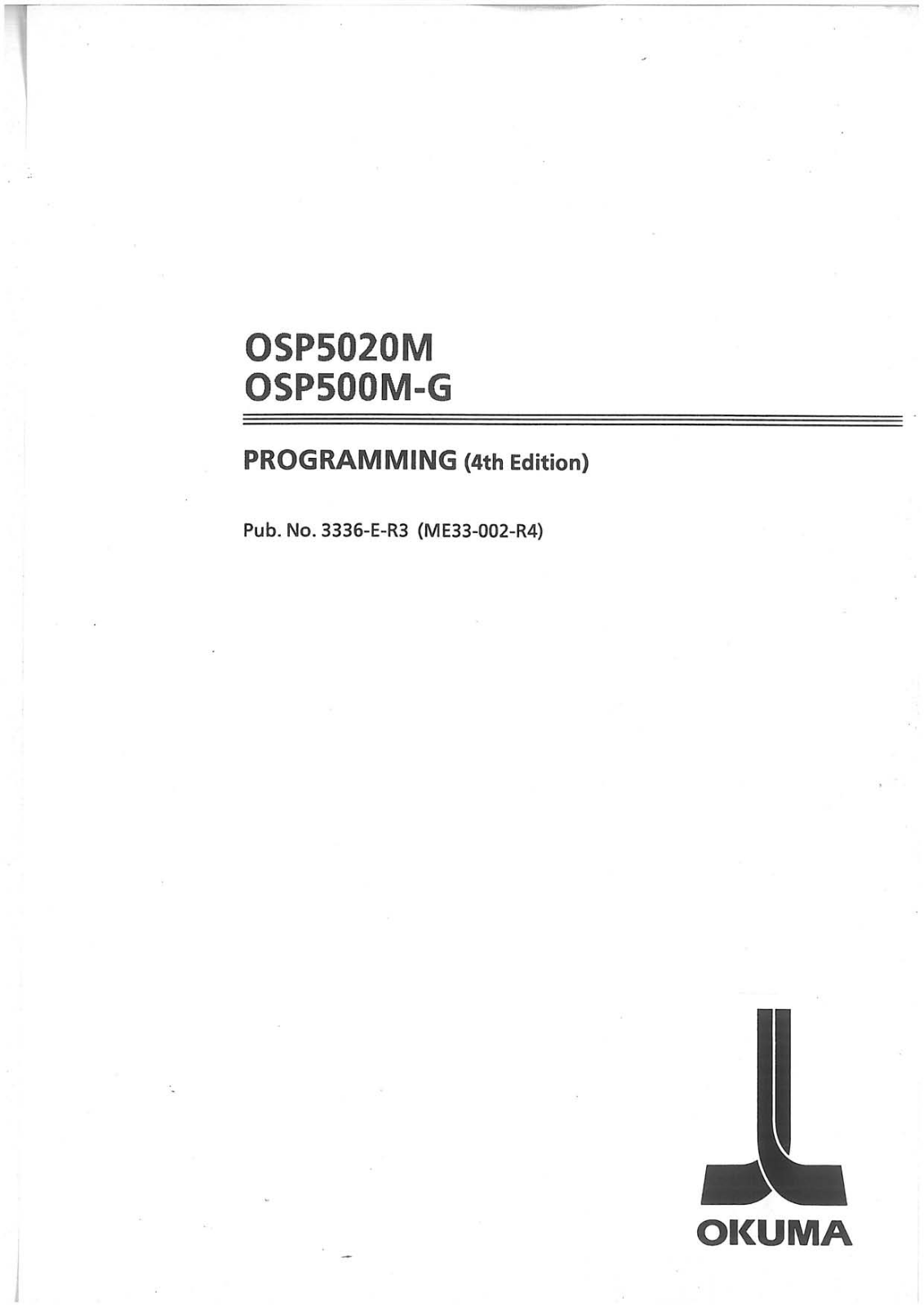 okuma OSP5020M, OSP500M-G Programming Manual