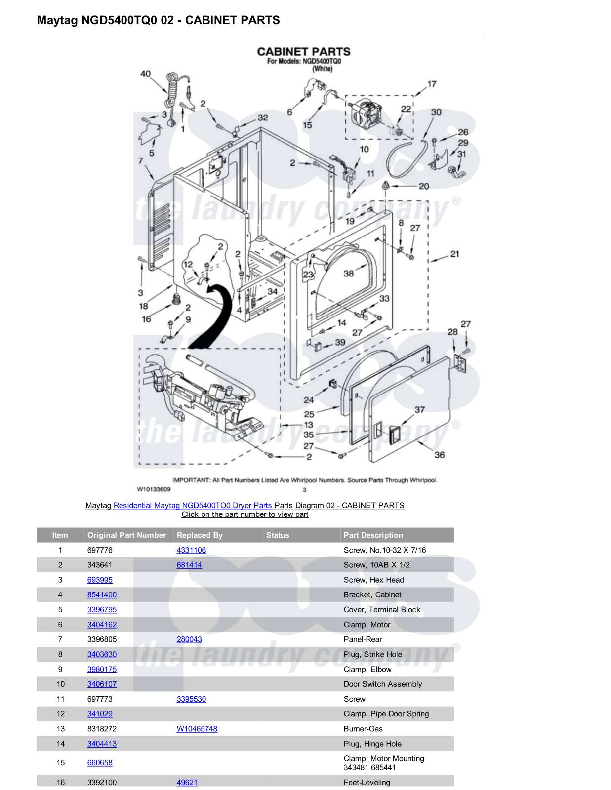 Maytag NGD5400TQ0 Parts Diagram