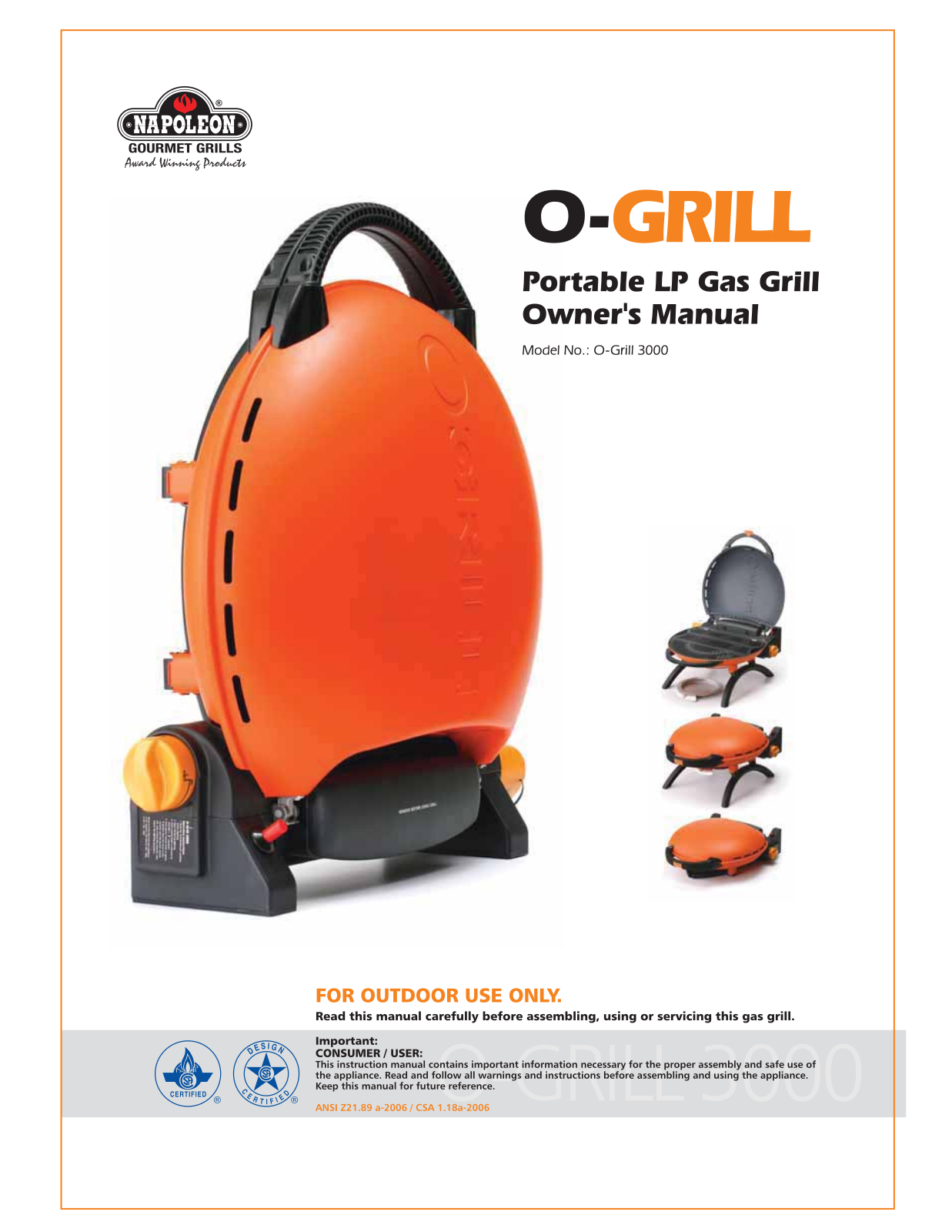 Napoleon Grills O-Grill 3000 User Manual