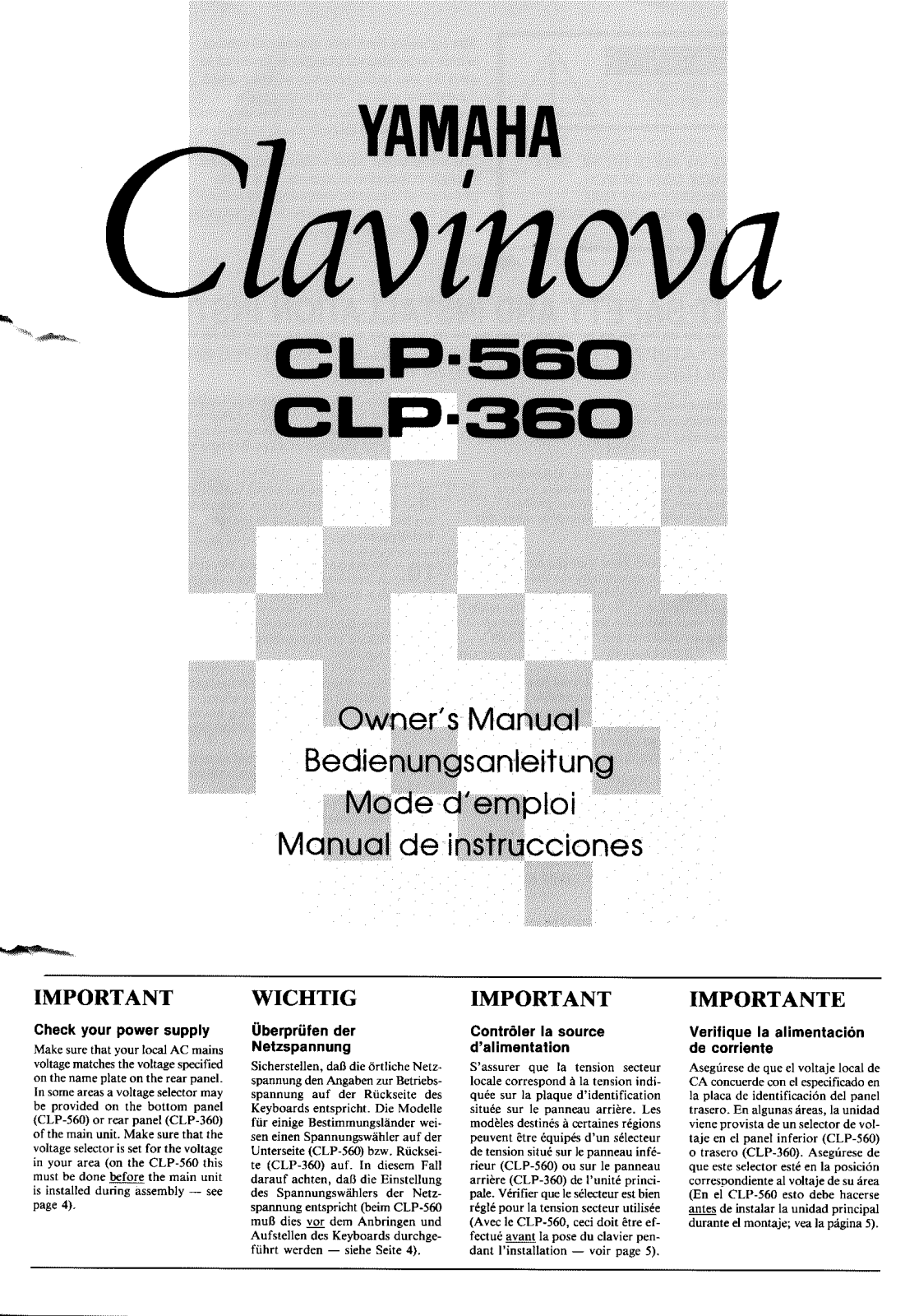 Yamaha CLP-560, CLP-360 User Manual