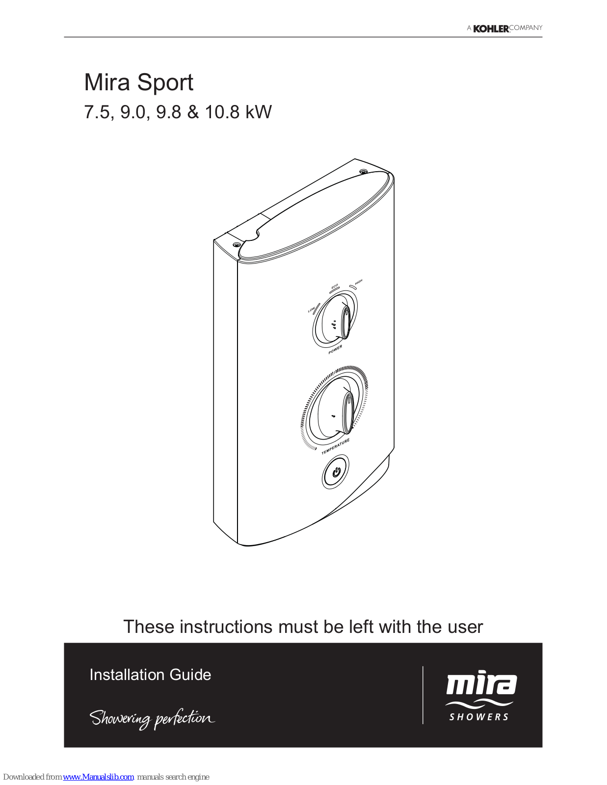 Mira Sport 7.5, Sport 9.0, J03A, Sport 9.8, J03B Installation Manual