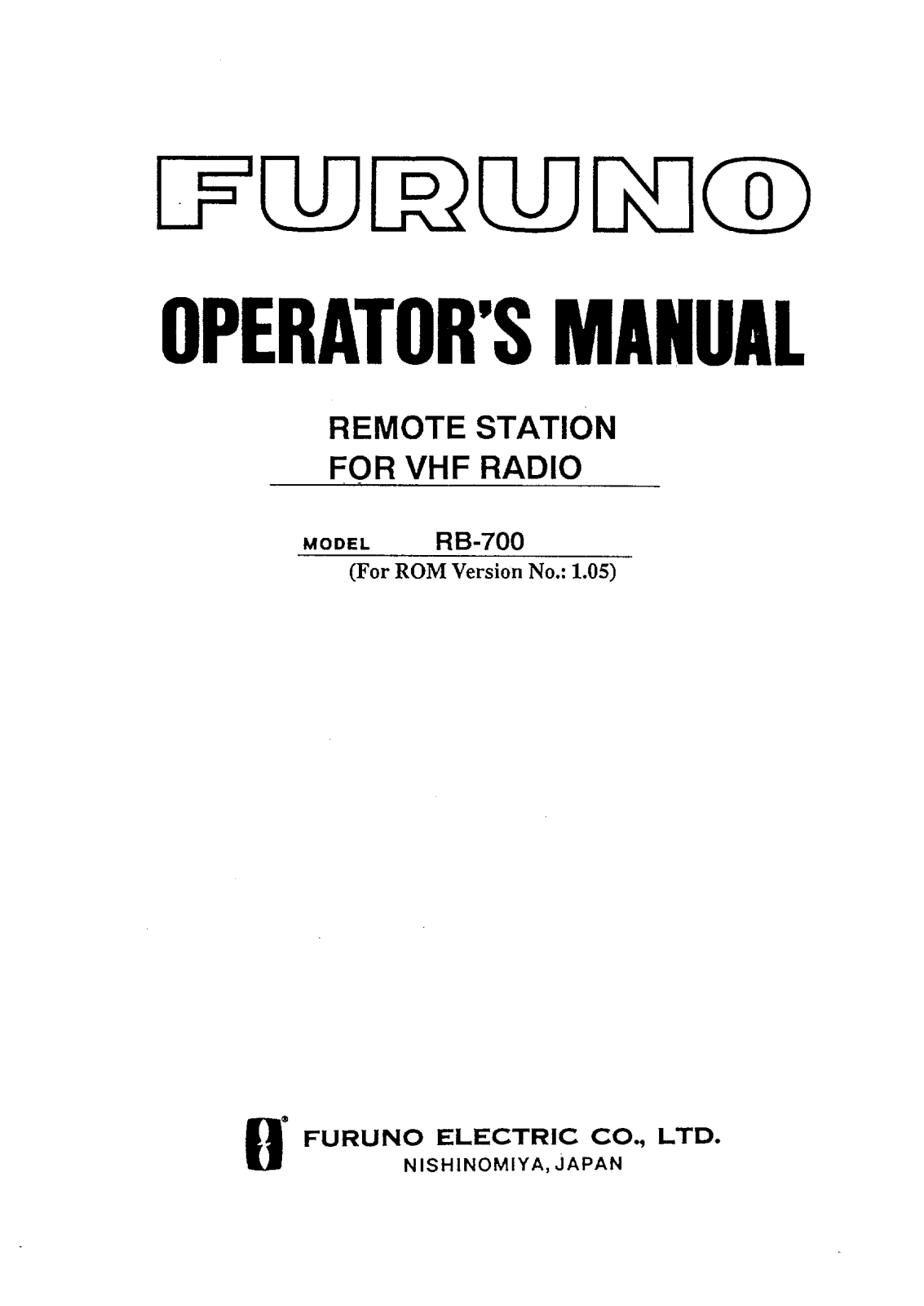 Furuno RB-700 User Manual