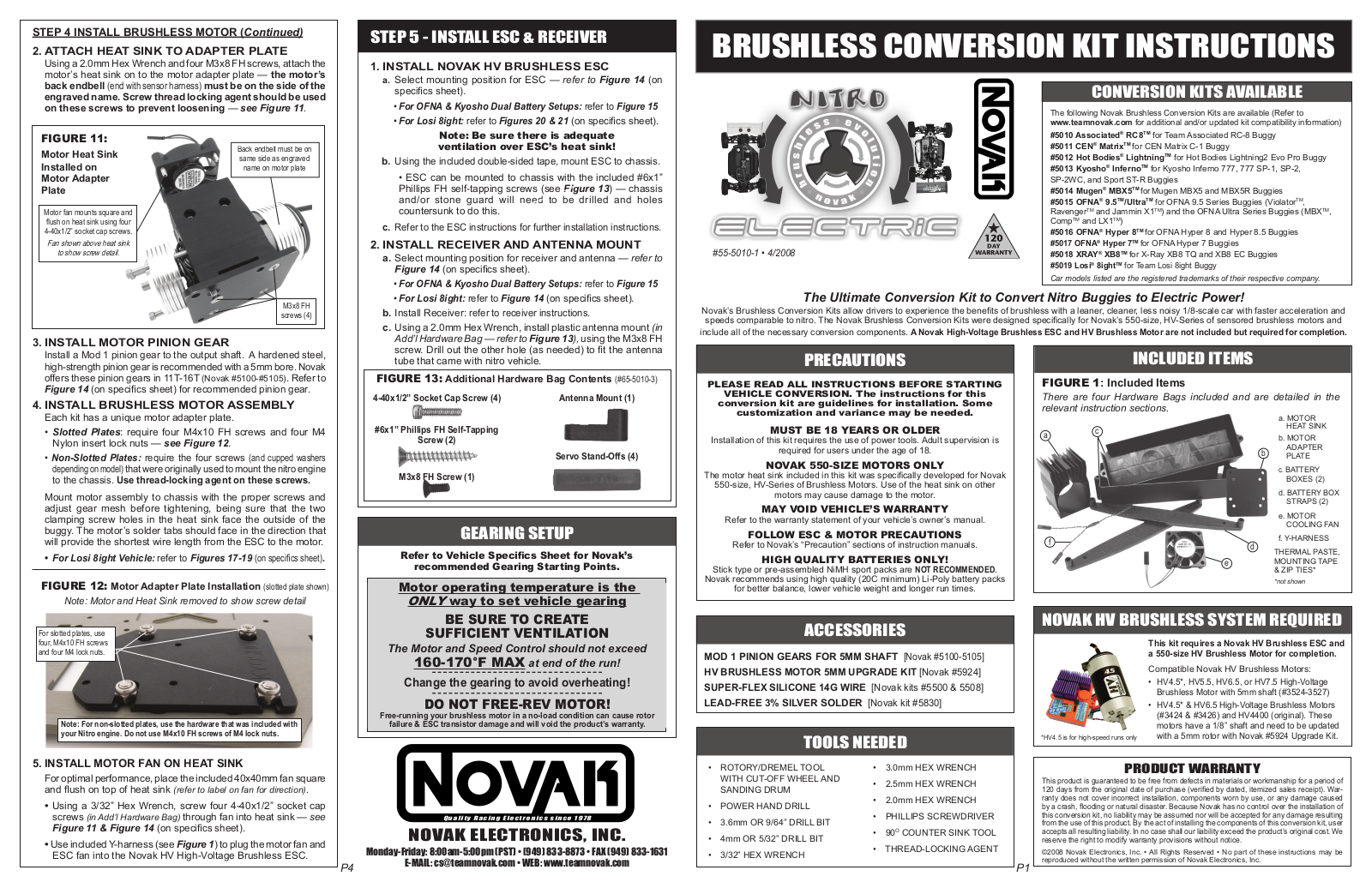 Novak Brushless Conversion Kit User Manual